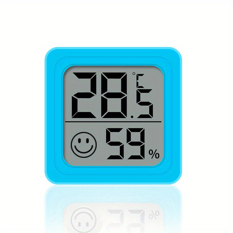 Compact and precise digital hygrometer and thermometer for indoor and outdoor use. Battery-powered for home, office, and car. Monitors temperature and humidity levels.