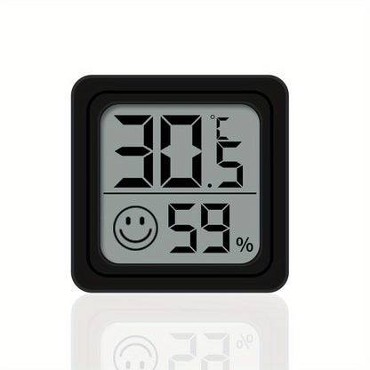 Compact and precise digital hygrometer and thermometer for indoor and outdoor use. Battery-powered for home, office, and car. Monitors temperature and humidity levels.