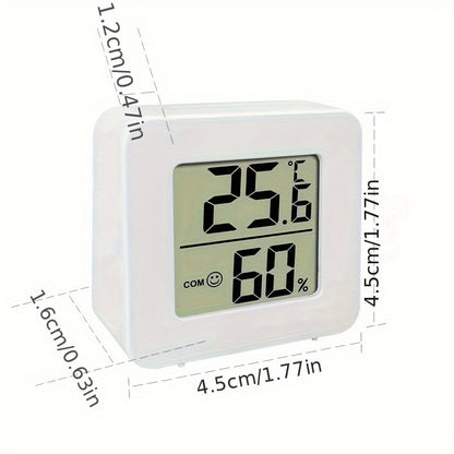 Compact and precise digital hygrometer and thermometer for indoor and outdoor use. Battery-powered for home, office, and car. Monitors temperature and humidity levels.