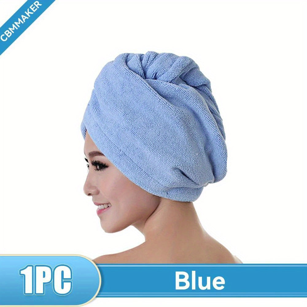 Super absorbent hair towel cap for quick drying hair.