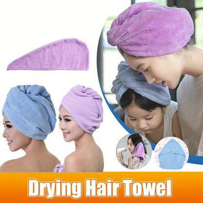 Super absorbent hair towel cap for quick drying hair.