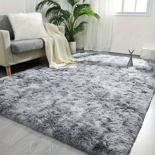 Elegant Grey Tie-Dye Area Rug - Made from a Soft Polyester Blend, Easy-Care Machine Washable Rug, Perfect for Living Room, Nursery, or Dorm Decor