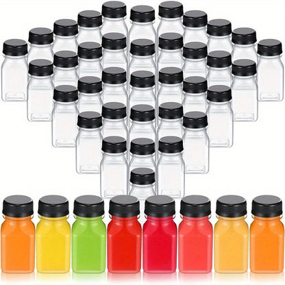 Set of 12 BPA-Free Plastic Juice Bottles with Caps, 4 oz Clear Refillable Containers for Smoothies, Tea, Milk, Coffee - Perfect for Mini Fridges, Reusable & BPA-Free