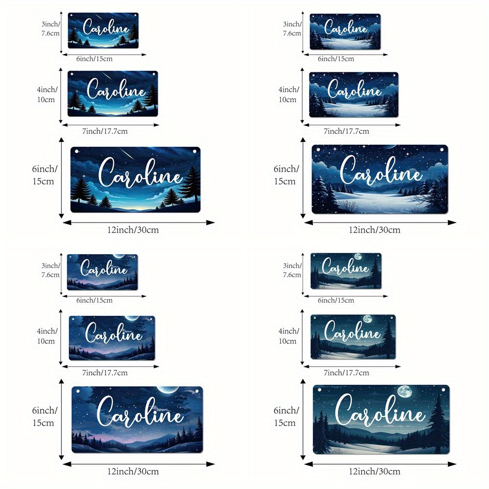 Custom name license plate featuring a starry sky design for home and car decor.