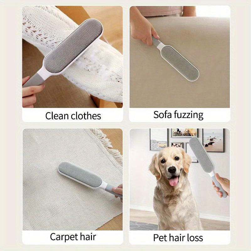 Long Handle Dual-Sided Reusable Lint Brush, Manual Electrostatic Pet Hair Remover for Carpets, Dogs, Cats, Clothing, Sofas, Furniture, Bedding - Cleaning Tool