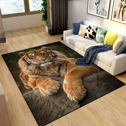 800g/m2 Crystal Velvet 3D Tiger Pattern Area Rug for Living Room, Bedroom, Carpet, Sofa, Coffee Table. Machine washable.