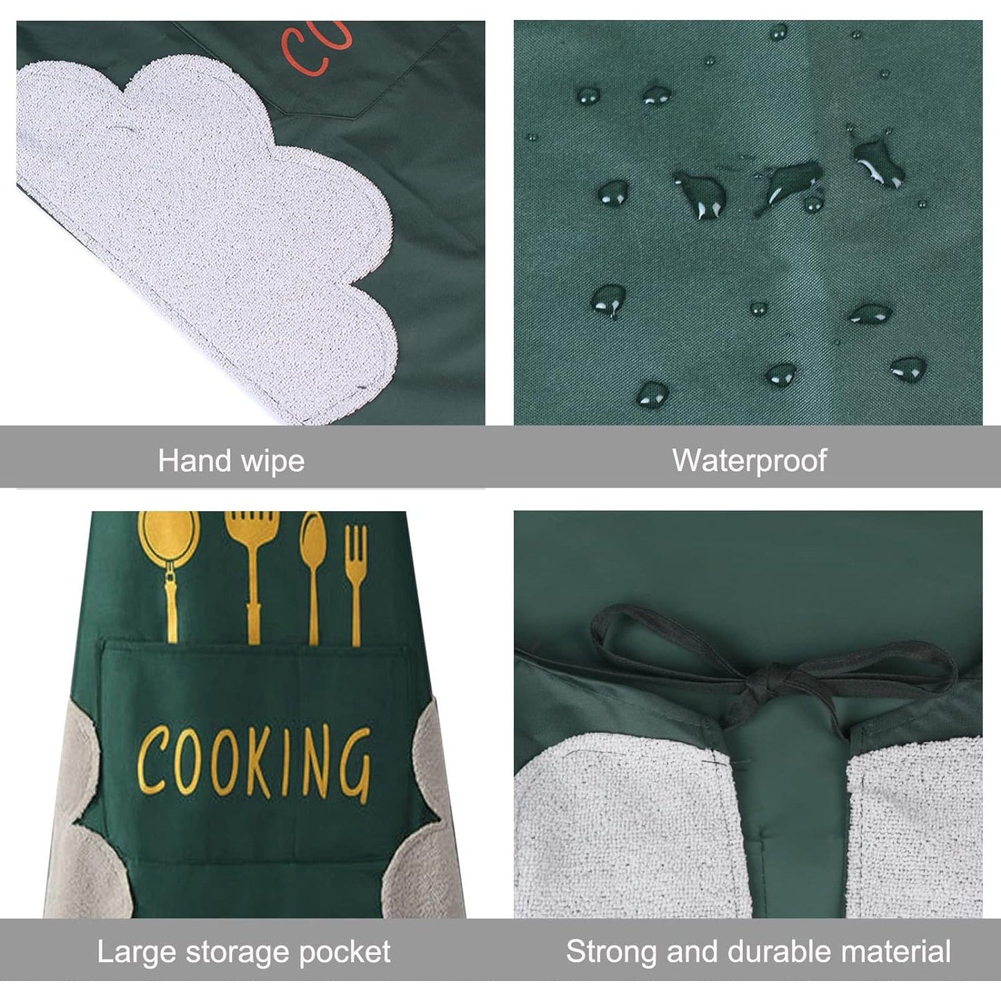 Large, durable PVC cooking and baking apron for women, featuring waterproof design and convenient hand wipe pockets.