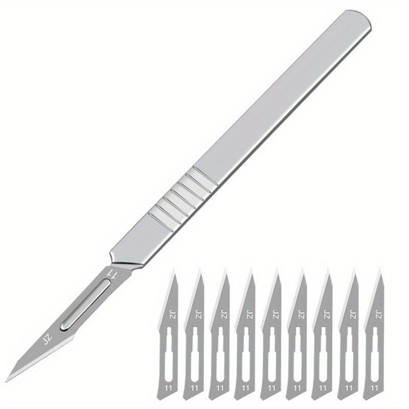 11/22pcs Scalpel handles with sharp carbon steel blades for various uses including callus removal, carving, cutting, and crafts.