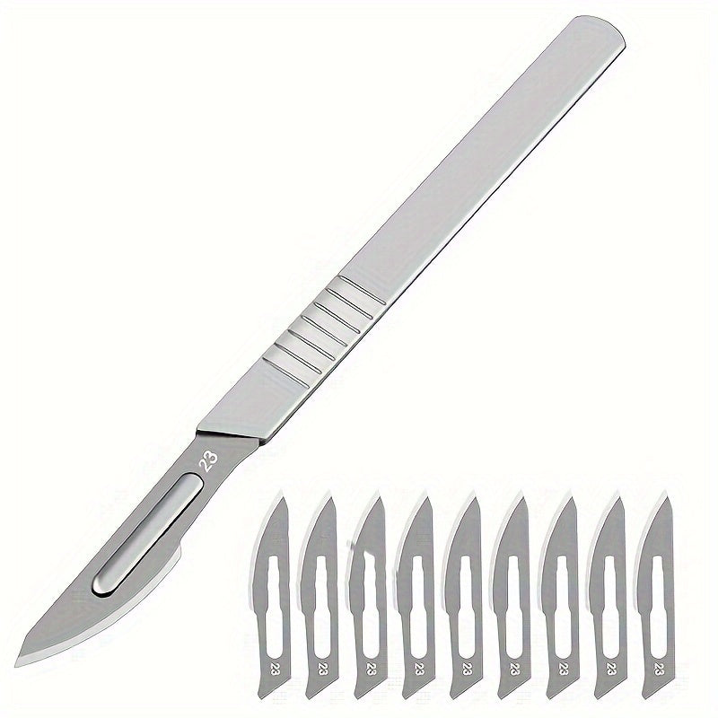 11/22pcs Scalpel handles with sharp carbon steel blades for various uses including callus removal, carving, cutting, and crafts.