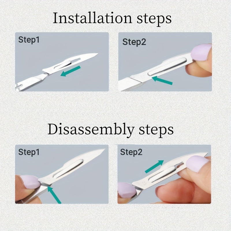 11/22pcs Scalpel handles with sharp carbon steel blades for various uses including callus removal, carving, cutting, and crafts.