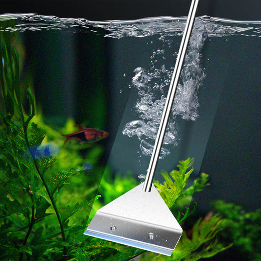 Algae scraper for fish tank, dual-use for flat algae removal, a must-have aquarium accessory.