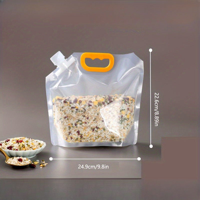 Storage Bag Set of 10, Reusable Food Preservation Bags with Convenient Output Mouth, Clear Household Sealing Bags for Rice, Flour, Nuts, Grains and more, Perfect for Kitchen Organization and Storage, Essential Kitchen Accessories