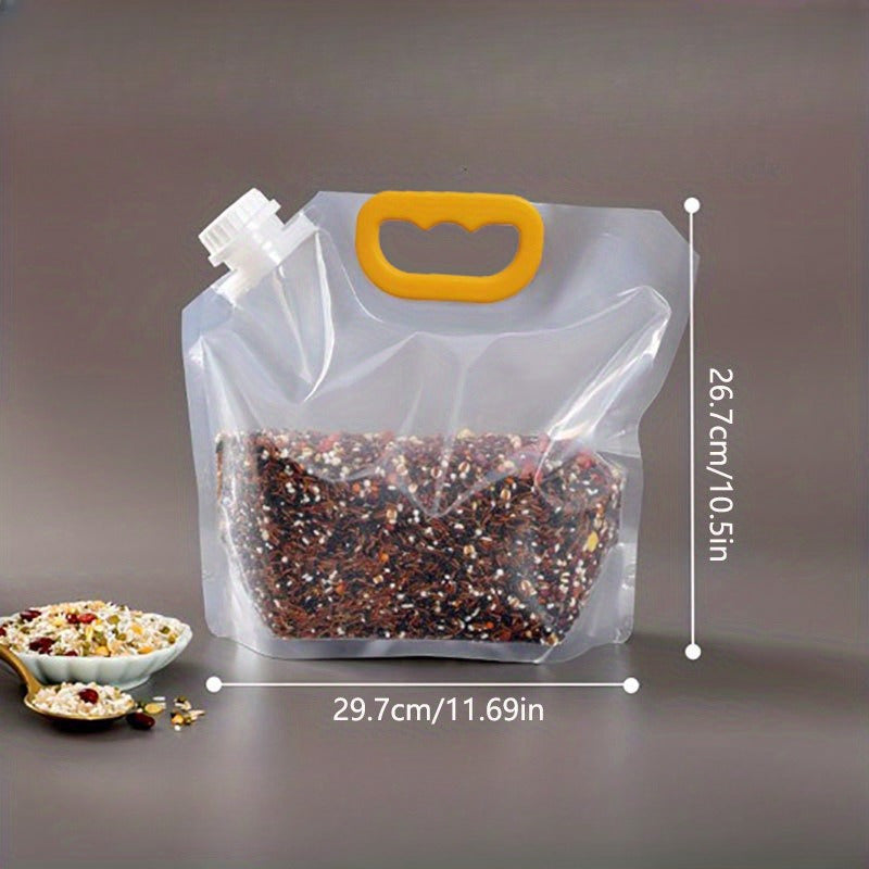 Storage Bag Set of 10, Reusable Food Preservation Bags with Convenient Output Mouth, Clear Household Sealing Bags for Rice, Flour, Nuts, Grains and more, Perfect for Kitchen Organization and Storage, Essential Kitchen Accessories