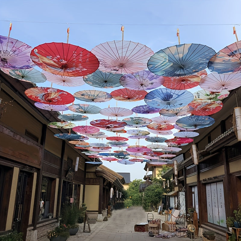 Chinese Flowers Parasol Umbrella with Cherry Blossom Sakura Floral design; perfect for weddings, parties, and sun protection.