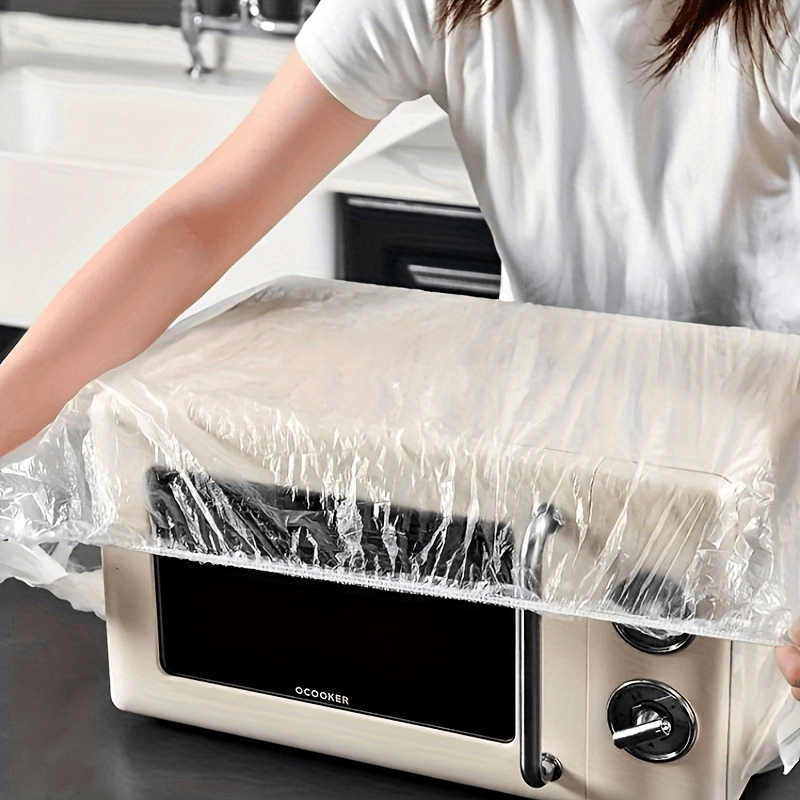 10 pieces of disposable dust covers for general kitchen appliances like rice cookers and air conditioning units. These transparent film covers are elastic and provide protection against dust.