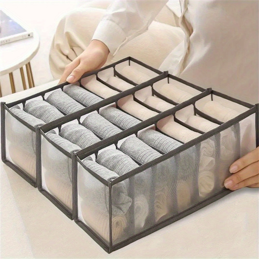 Set of 3 Drawer Style Underwear Fabric Wardrobe Storage Boxes with 7 Grids, Ideal for Organizing Pants and Jeans, Perfect for Halloween and Christmas Gifts