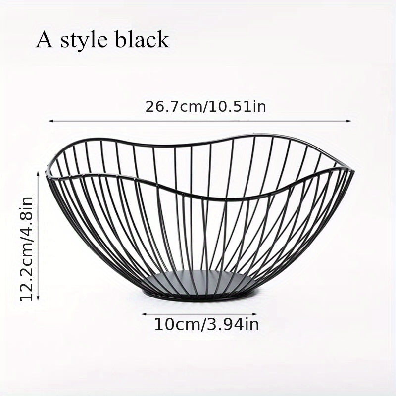 Modern iron fruit basket for storage and display of fruits, snacks, and bread in restaurant kitchens.