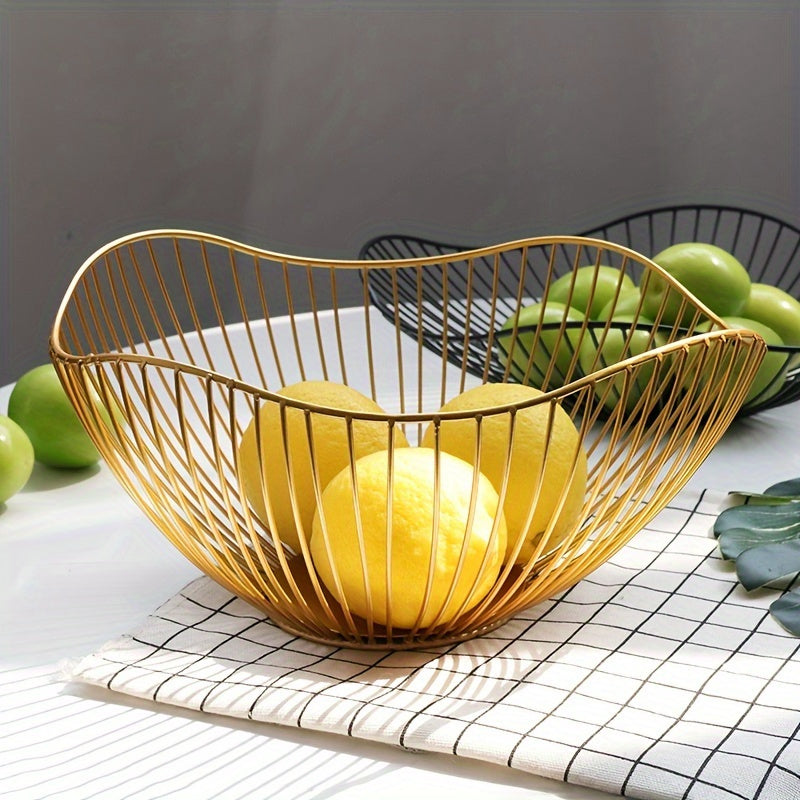 Modern iron fruit basket for storage and display of fruits, snacks, and bread in restaurant kitchens.