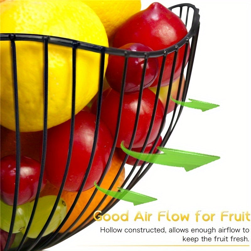 Modern iron fruit basket for storage and display of fruits, snacks, and bread in restaurant kitchens.