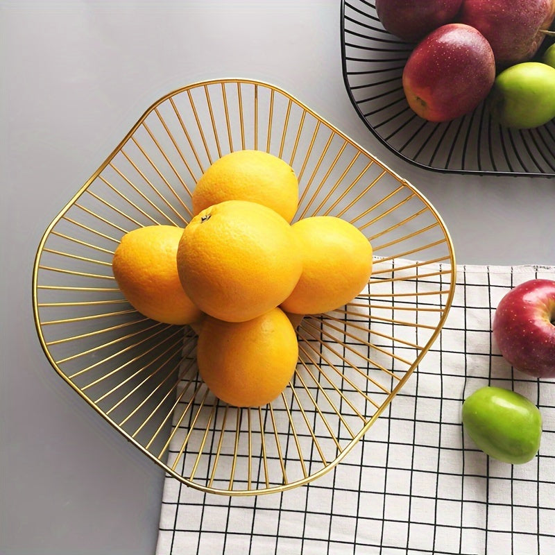 Modern iron fruit basket for storage and display of fruits, snacks, and bread in restaurant kitchens.