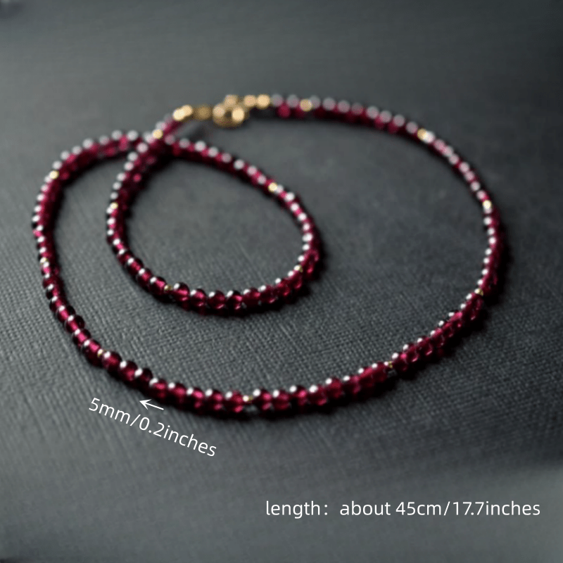 Beautiful Berry Red Garnet Beaded Necklace with a Minimalist Design, Stunning Gemstone Jewelry that makes the Perfect Gift for Women, a Delicate and Elegant Small Bead Necklace Style.