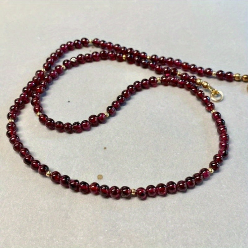 Beautiful Berry Red Garnet Beaded Necklace with a Minimalist Design, Stunning Gemstone Jewelry that makes the Perfect Gift for Women, a Delicate and Elegant Small Bead Necklace Style.