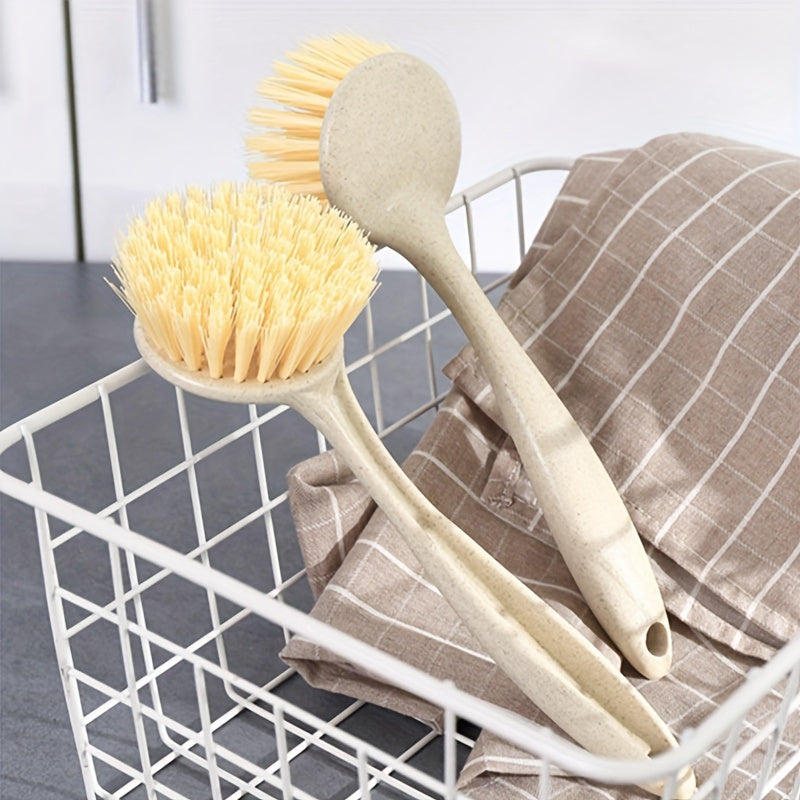 A set of 6 Pot Brushes with Long Handles for versatile kitchen cleaning. Includes Pot Washing Brush, Dishwashing Brush, Durable Scrub Brush for Pans and Pots, Countertop and Sink Scrub Brush. Ideal for cleaning supplies and tools.