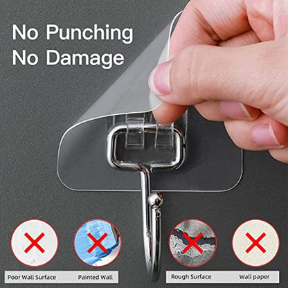 10 heavy-duty adhesive hooks for hanging heavy items, ideal for bathroom, kitchen, and home use, punch-free, traceless, waterproof, and rustproof.