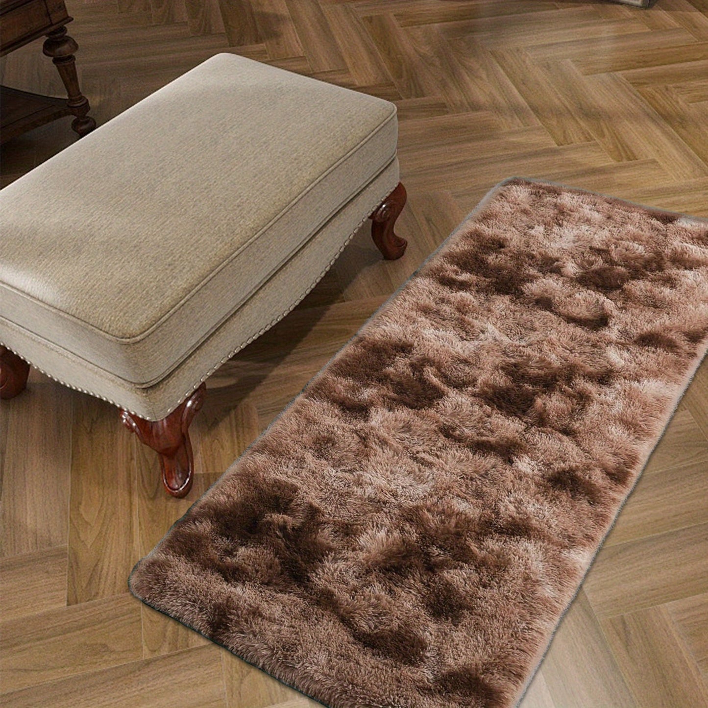 Soft and fluffy shag area rug for the living room and bedroom, featuring a luxurious non-slip design. This cute and stylish carpet is perfect for home decor and is machine washable for easy maintenance. Elevate your room decor with this cozy addition.