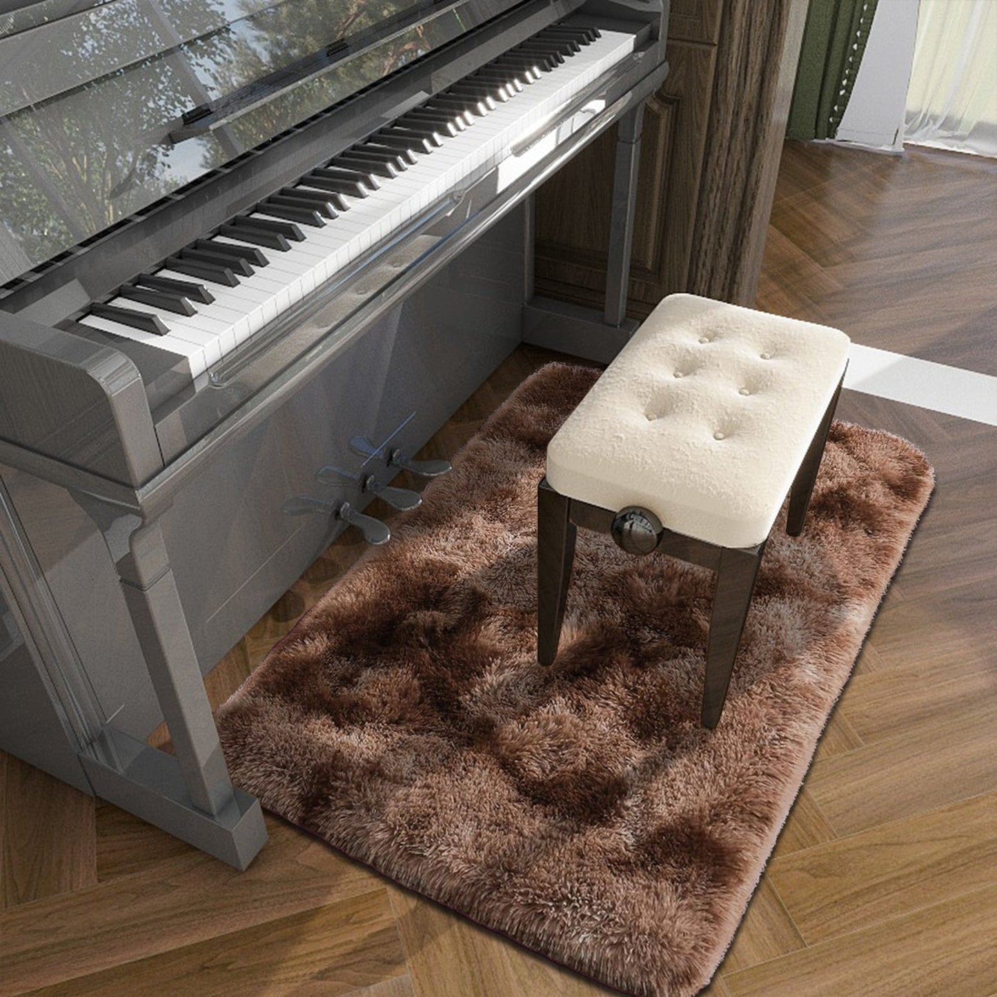 Soft and fluffy shag area rug for the living room and bedroom, featuring a luxurious non-slip design. This cute and stylish carpet is perfect for home decor and is machine washable for easy maintenance. Elevate your room decor with this cozy addition.