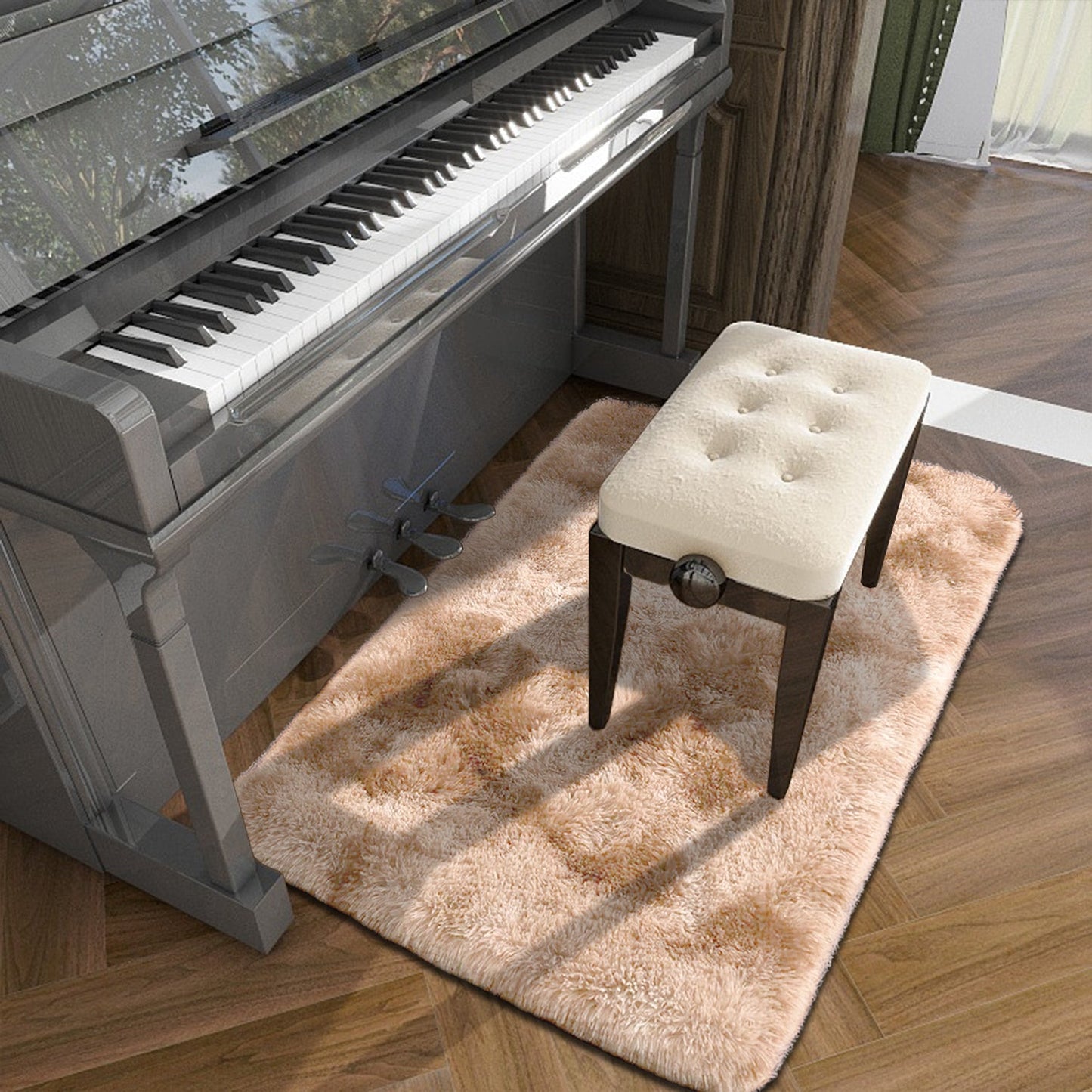 Soft and fluffy shag area rug for the living room and bedroom, featuring a luxurious non-slip design. This cute and stylish carpet is perfect for home decor and is machine washable for easy maintenance. Elevate your room decor with this cozy addition.