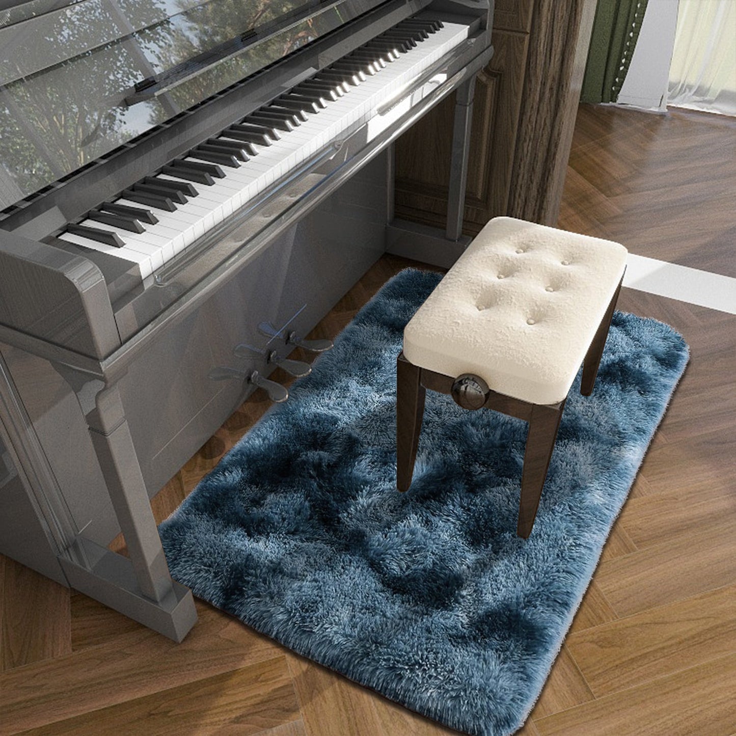 Soft and fluffy shag area rug for the living room and bedroom, featuring a luxurious non-slip design. This cute and stylish carpet is perfect for home decor and is machine washable for easy maintenance. Elevate your room decor with this cozy addition.