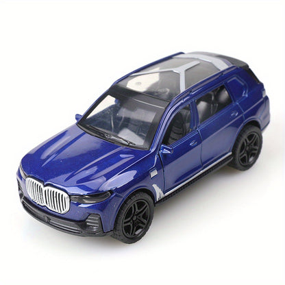 Stylish black alloy car model with opening doors and pull-back action - perfect gift for car enthusiasts and home decor. No batteries required.