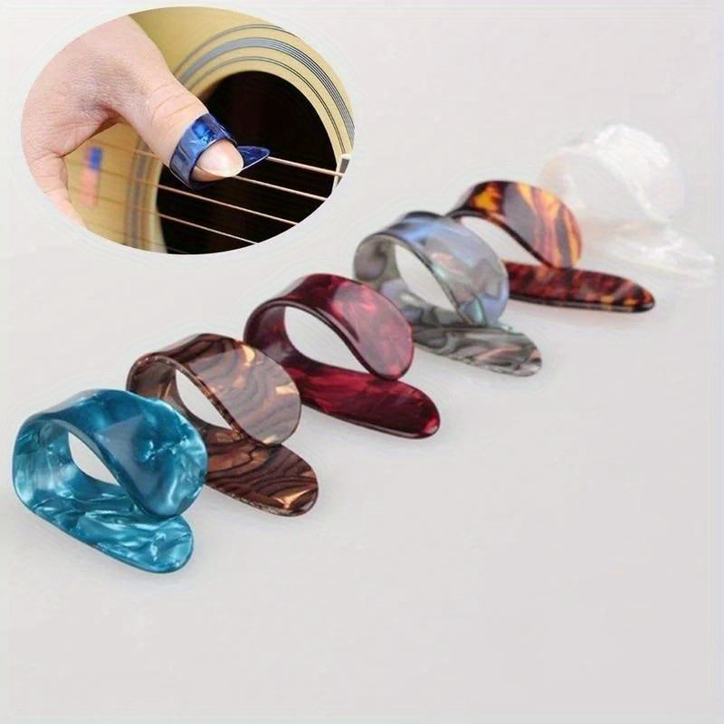 Set of 4 Guitar Picks (1 Thumb + 3 Finger) with Sheath for Acoustic Electric Guitar