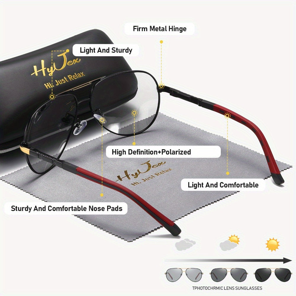 HyJex Men's and Women's Casual Metal and Acetate Polarized Glasses for Climbing, Hiking, and Leisure.