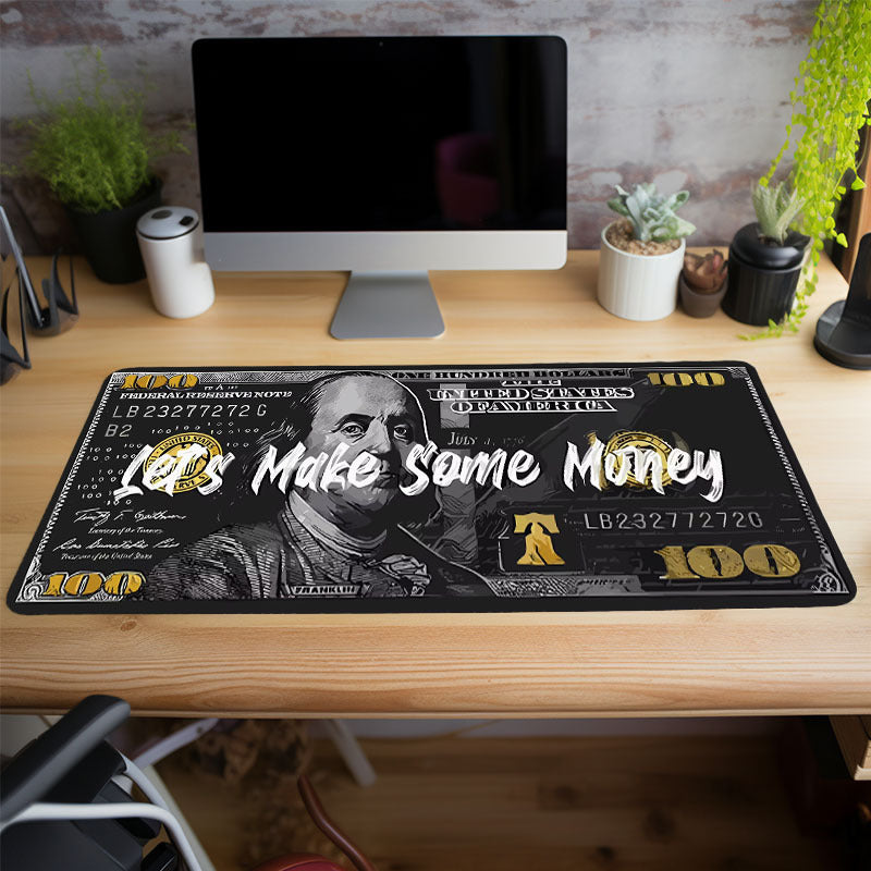 Dollar Large Game Mouse Pad: Make Money Computer HD Keyboard Desk Mat. Non-Slip Mousepad for Work or Home. Size 89.92X39.88cm