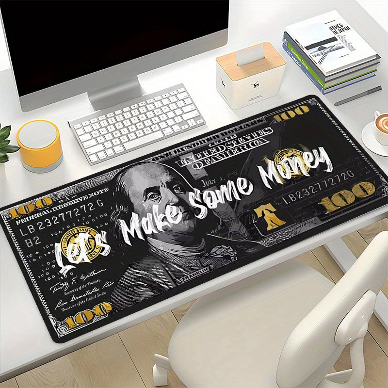 Dollar Large Game Mouse Pad: Make Money Computer HD Keyboard Desk Mat. Non-Slip Mousepad for Work or Home. Size 89.92X39.88cm