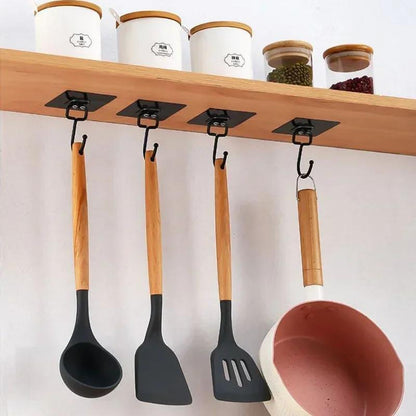 5/10 self-adhesive rotating hooks for walls and doors, waterproof, ideal for kitchen and bathroom organization.