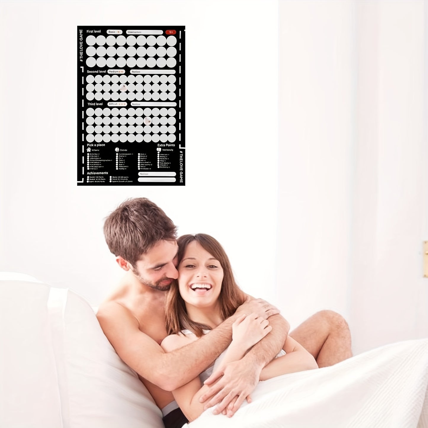 Sexy scratch-off poster with 100 love game positions, perfect for couples intimacy. Adult novelty item for home and health.