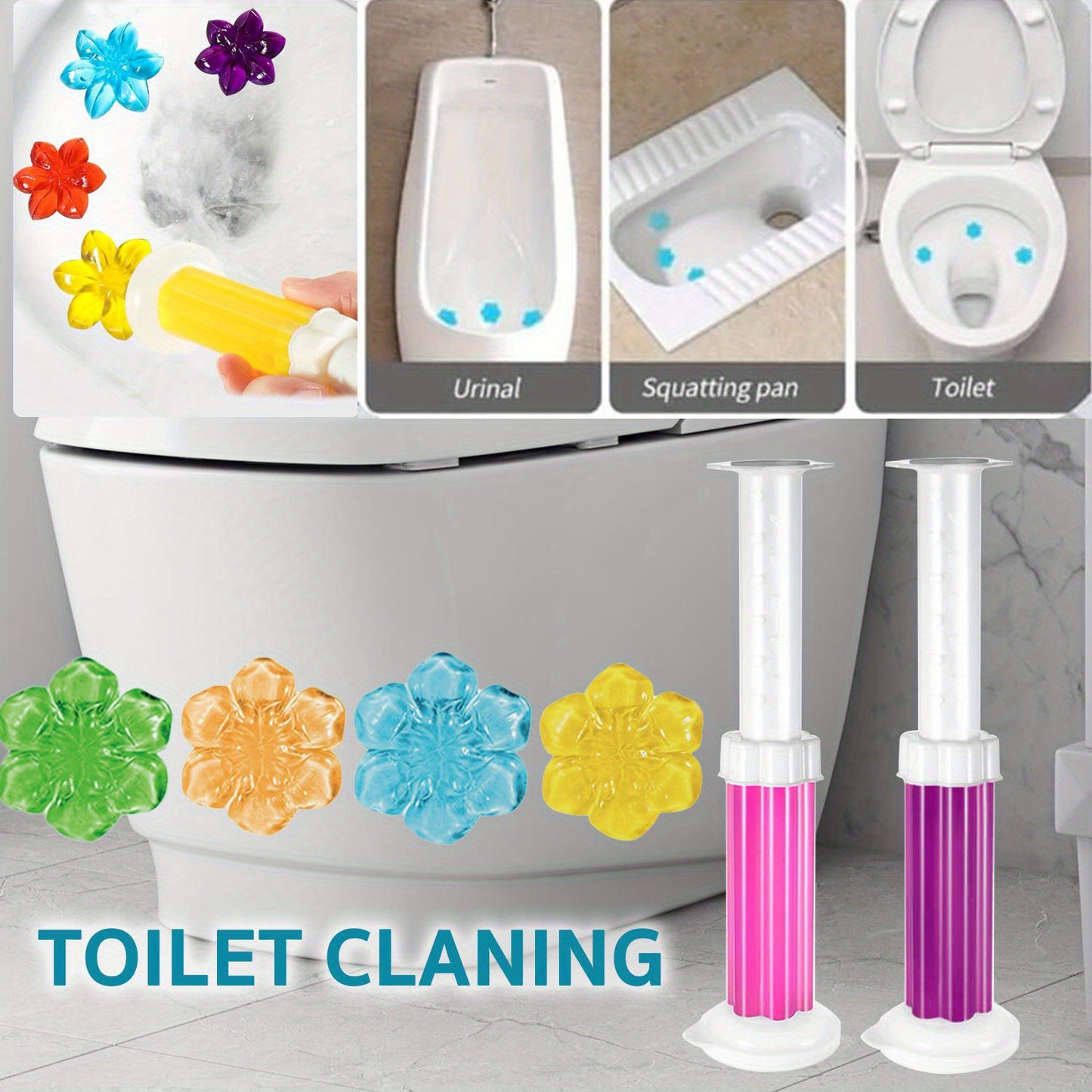 6pcs/84 Count Toilet Bowl Cleaner Gel Stamps with Fresh Flower Scent, Stops Limescale and Stains, Air Freshening, Deodorizing Clean