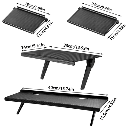 Adjustable computer monitor storage rack with a 5KG weight capacity, folds for easy storage.