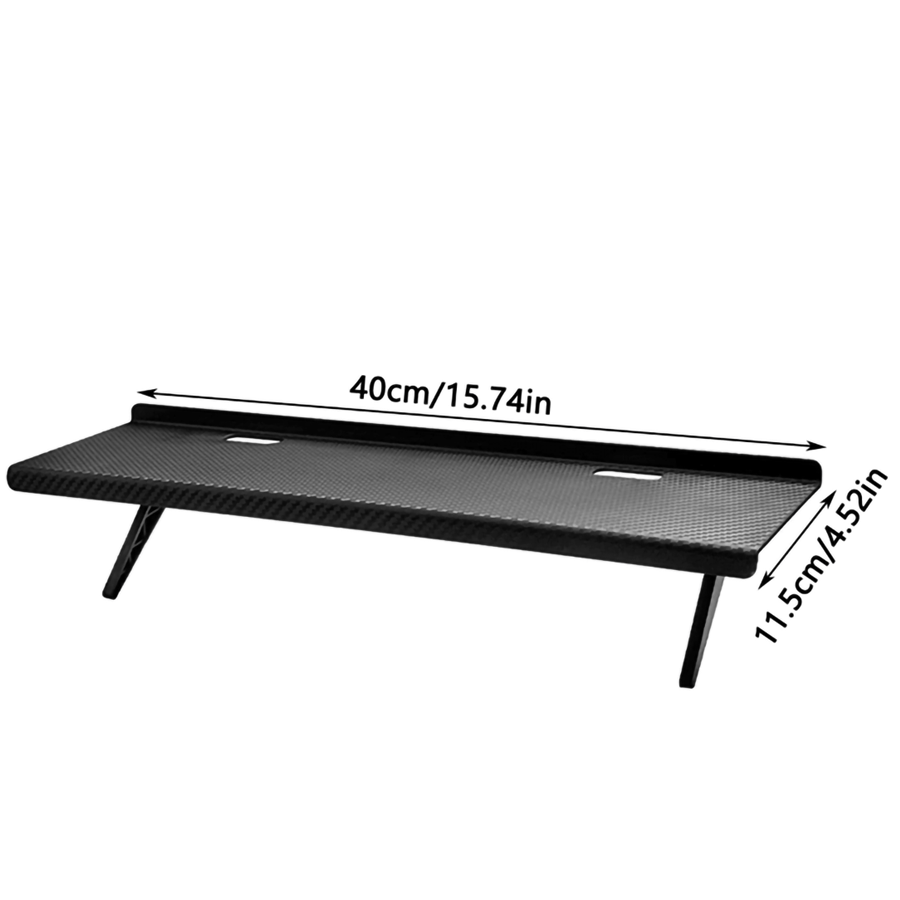 Adjustable computer monitor storage rack with a 5KG weight capacity, folds for easy storage.