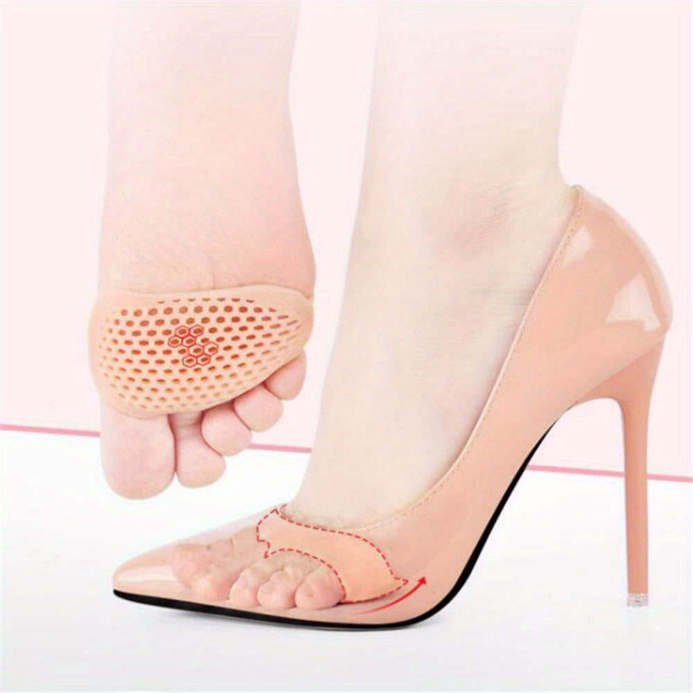 1 Pair of Silicone Foot Pads, Including Forefoot and Insole with Honeycomb Mesh Texture