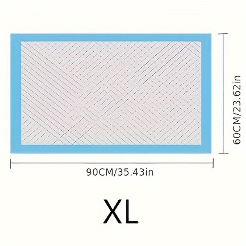 Disposable Dog Urine Pads in packs of 20, 40, 50, or 100. Highly absorbent with leak-proof design and odor removal feature. Ideal for potty training and pet cleaning.