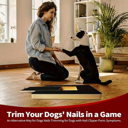 Wooden dog scratching board with claw grinding feature, no battery required, durable for claw health and playtime.