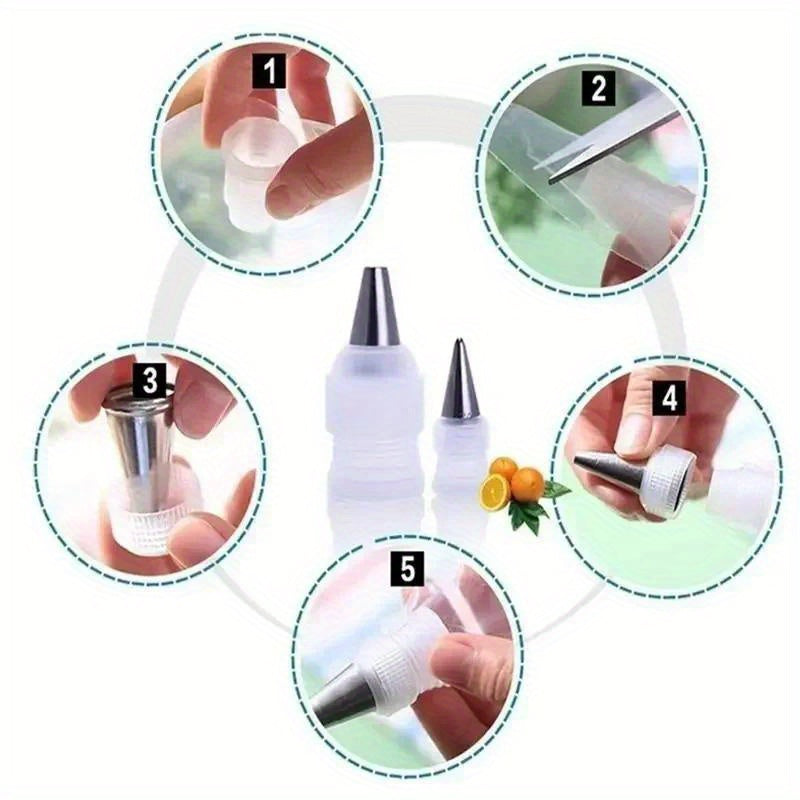 Cake decorating icing piping nozzles set includes 10pcs with converter coupler pastry tool and piping tips accessories for baking.