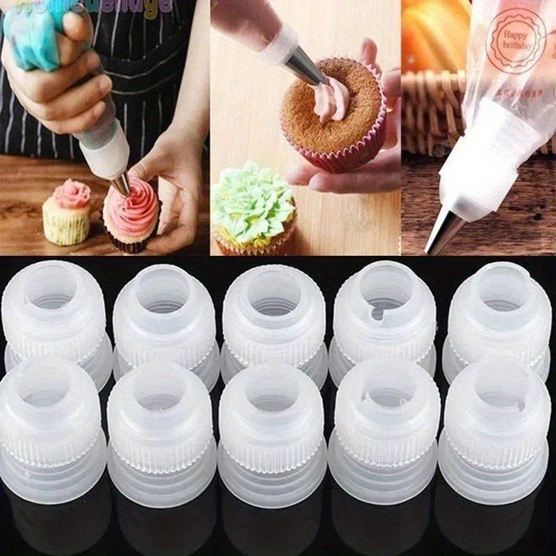 Cake decorating icing piping nozzles set includes 10pcs with converter coupler pastry tool and piping tips accessories for baking.