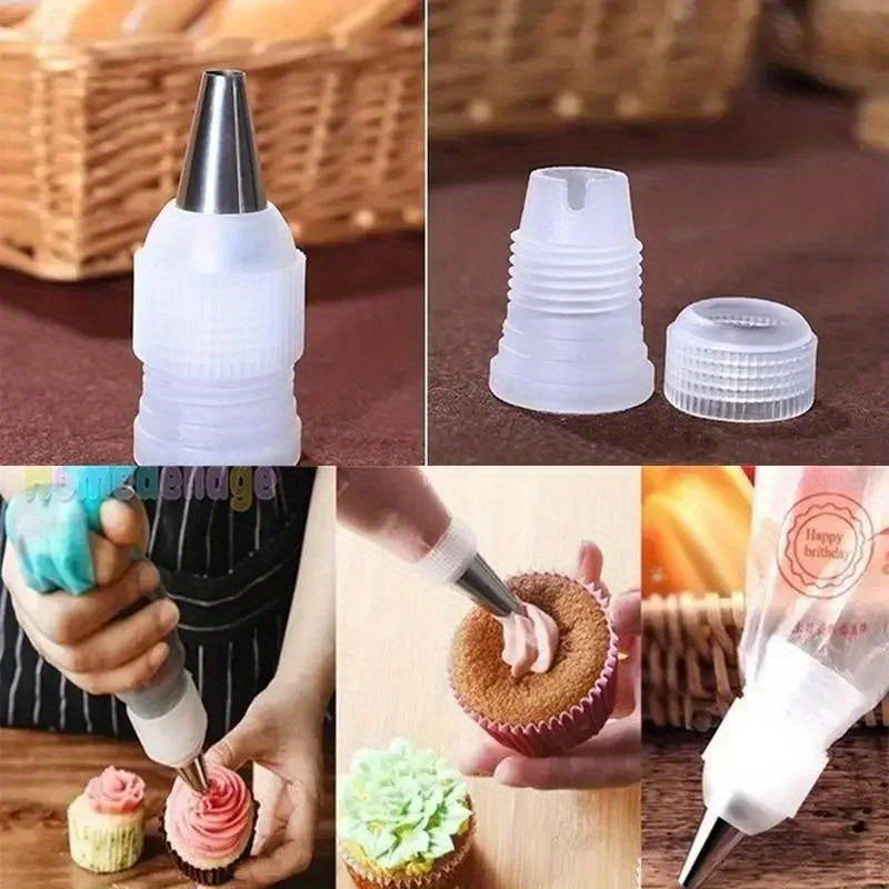 Cake decorating icing piping nozzles set includes 10pcs with converter coupler pastry tool and piping tips accessories for baking.