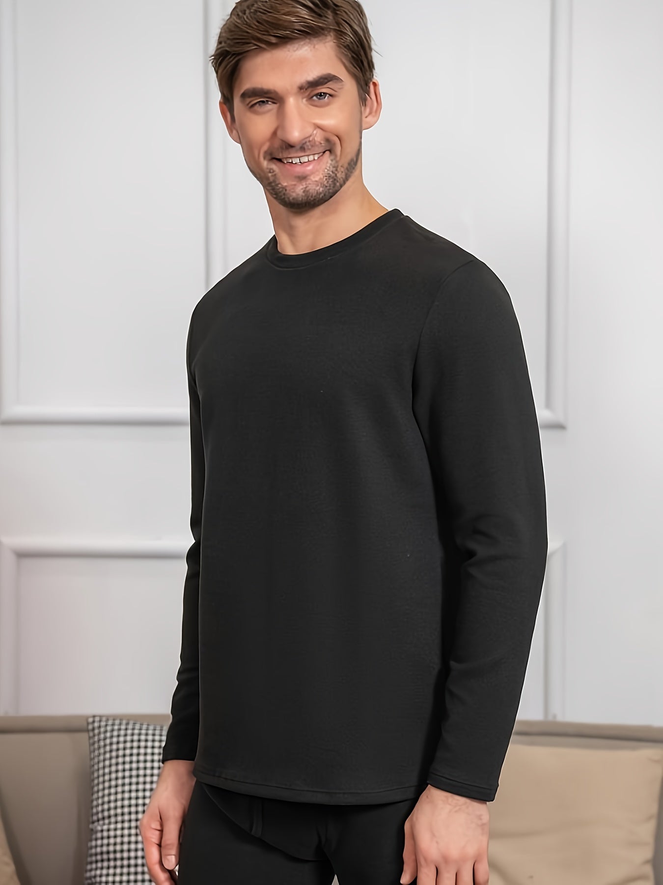 Men's warm thermal underwear tops with high elasticity and high quality material, designed for winter weather. (Tops only)