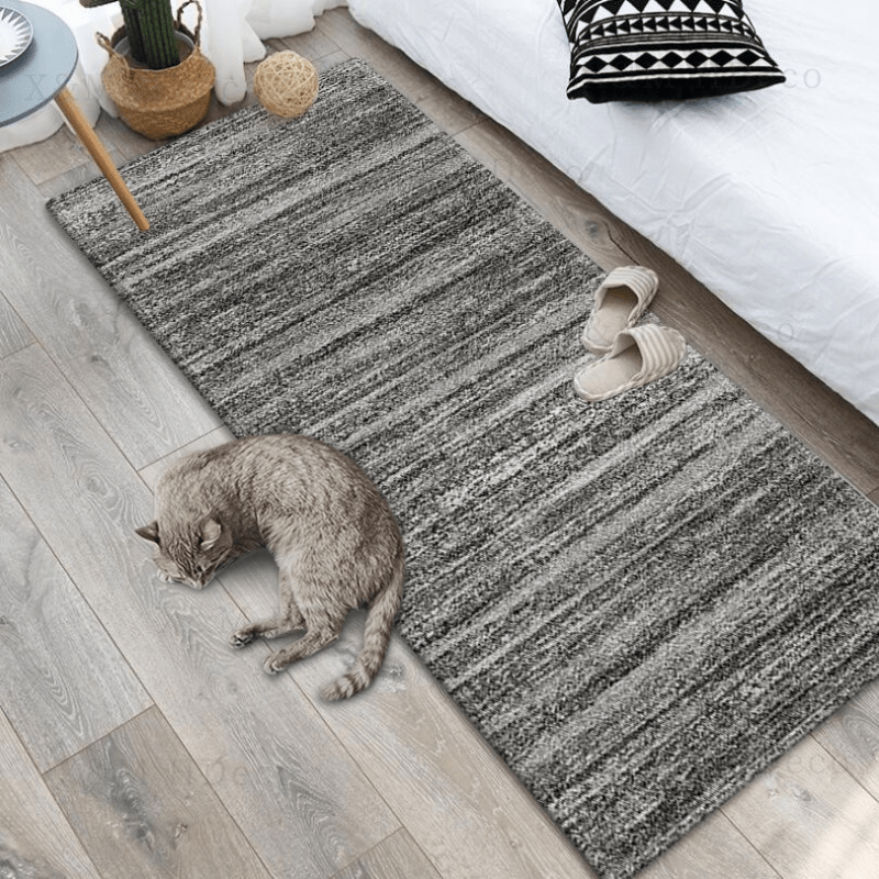 Gray Runner Rug with Ultra-Soft, Non-Slip Washable Polyester and Memory Foam Cushion for Kitchen, Laundry Room & Hallways - Various Sizes to Choose From